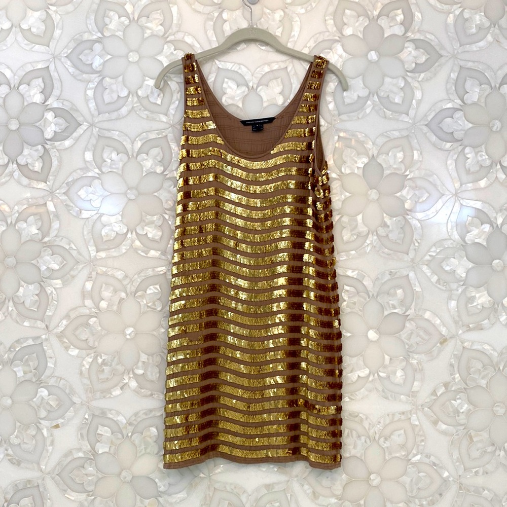 French Connection Gold Sequin Dress Size 4